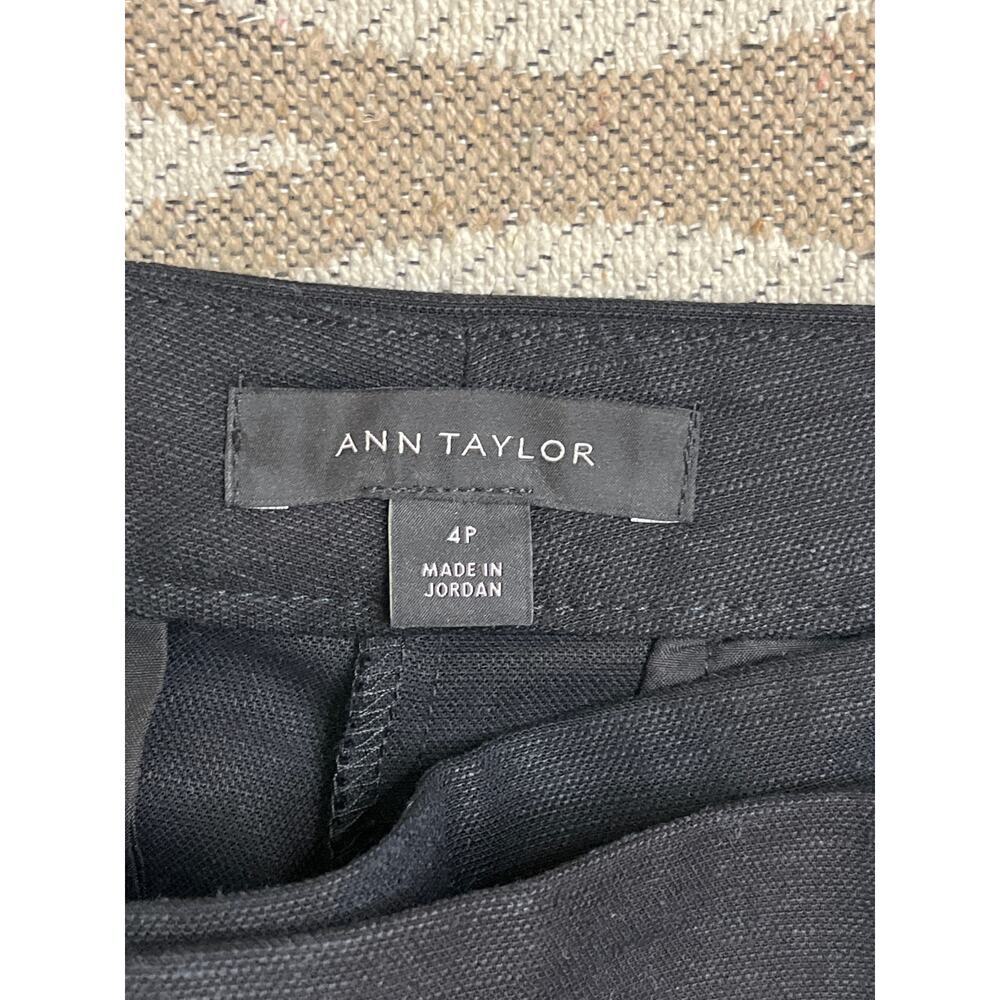Ann Taylor The Petite Belted Ankle Linen Blend Black Pants, Size 4P - Picture 5 of 15